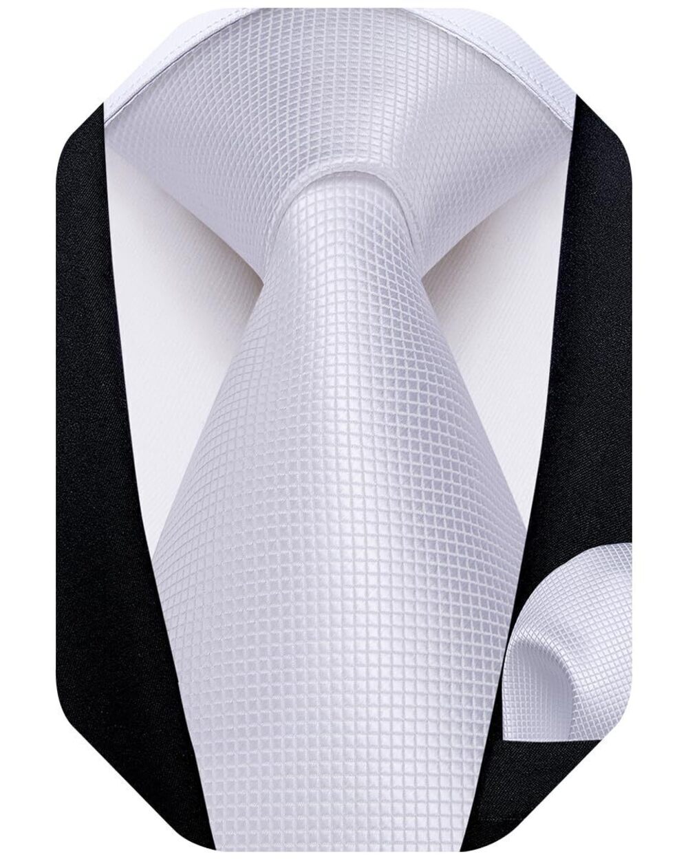 4710 Solid Color Tie and Pocket Square Set Woven Silk Plain Necktie &